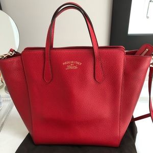 SOLD - Gucci handbag, Red, 12” wide and 16” high.